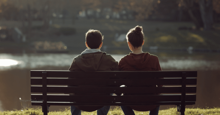 Parent and teenager sitting together planning a gap year after school with mutual support